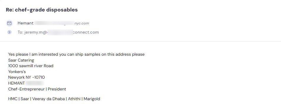 Retailer reply from CMJJ Gourmet